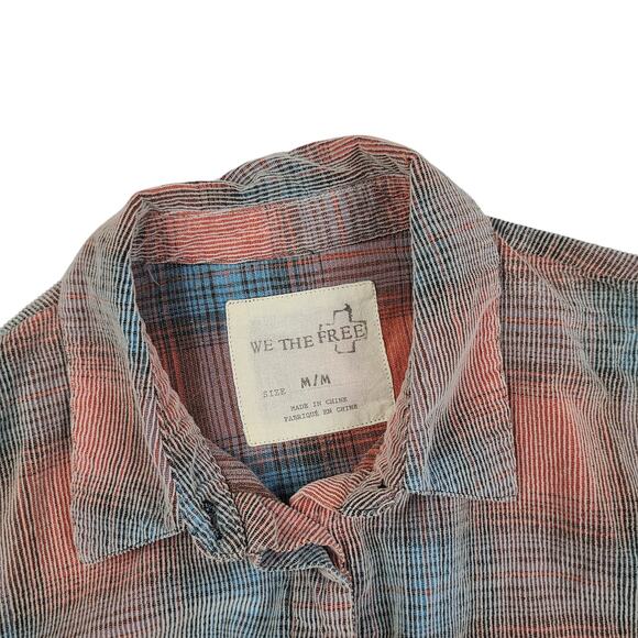 Womens We The Free Shirt Size Medium Button Down Clarissa Plaid Peplum Corduroy - Picture 6 of 6